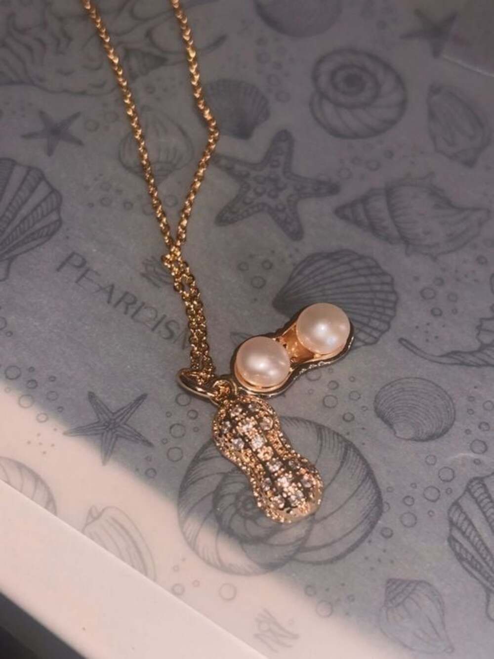 Pearl Peanut Pendant and 18” Chain